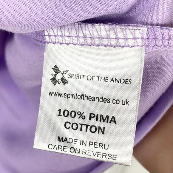 SPIRIT OF THE ANDES Top L Lilac Scoop Neck 3/4 Sleeve Stretch Pima Cotton Peru - Picture 6 of 8